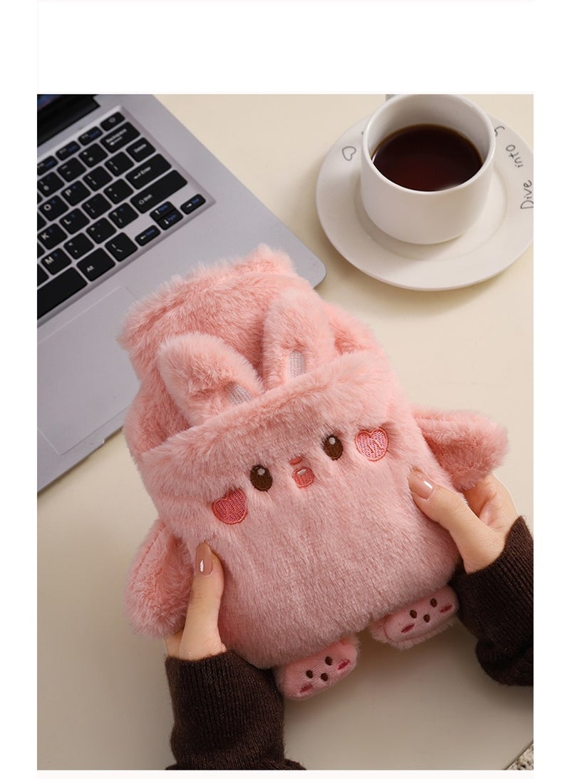 قربة ماء ساخن سعة 1000 مل مع غطاء ناعم مانع للتسرب، حقيبة يد طويلة ودافئة من القطيفة، قابلة لإعادة الاستخدام، مناسبة للنساء والفتيات، حقيبة ماء ساخن محمولة للمكتب والمنزل والسرير - Image 2